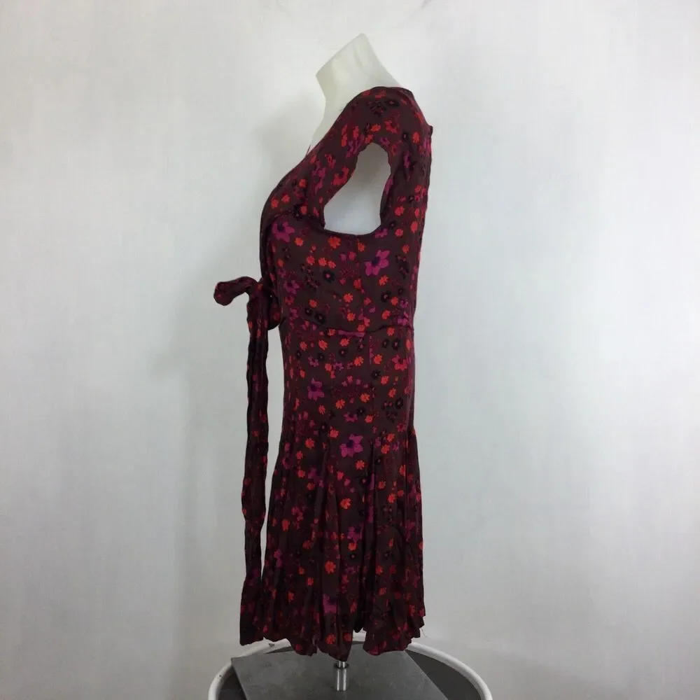 Free People Womens It Takes Two Wrap Dress Plum Combo Size XS NWT $128